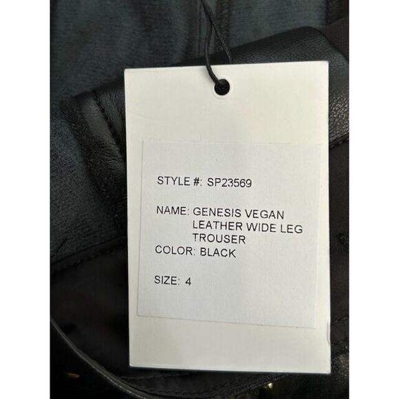 Generation Love Genesis Soft Vegan Leather Wide Leg Trouser Pants Black Size 4 - Picture 9 of 12